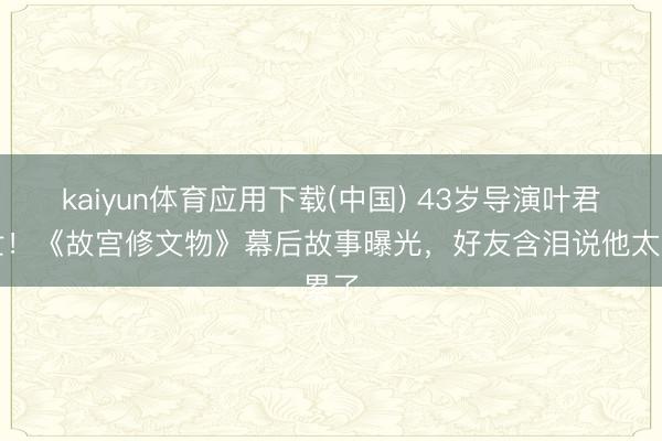 kaiyun体育应用下载(中国) 43岁导演叶君离世！《故宫修文物》幕后故事曝光，好友含泪说他太累了