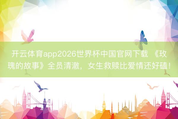 开云体育app2026世界杯中国官网下载 《玫瑰的故事》全员清澈，女生救赎比爱情还好磕！