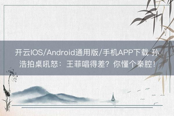 开云IOS/Android通用版/手机APP下载 孙浩拍桌吼怒：王菲唱得差？你懂个秦腔！
