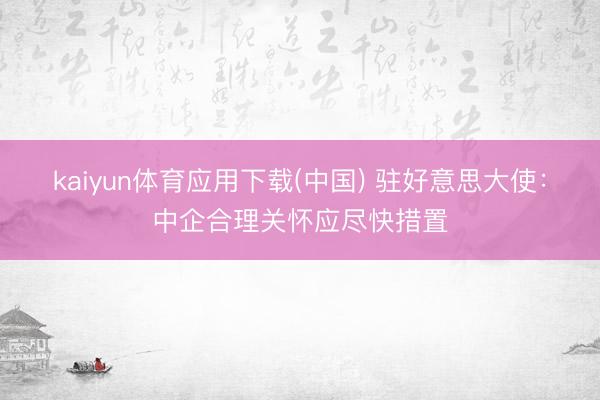 kaiyun体育应用下载(中国) 驻好意思大使:中企合理关怀应尽快措置
